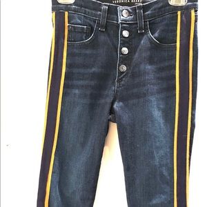 Veronica Beard Jeans Navy & Gold Stripe “Carolyn”